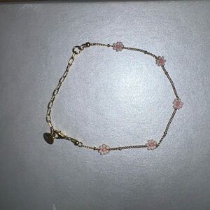 Gold and Pink Floral Bracelet